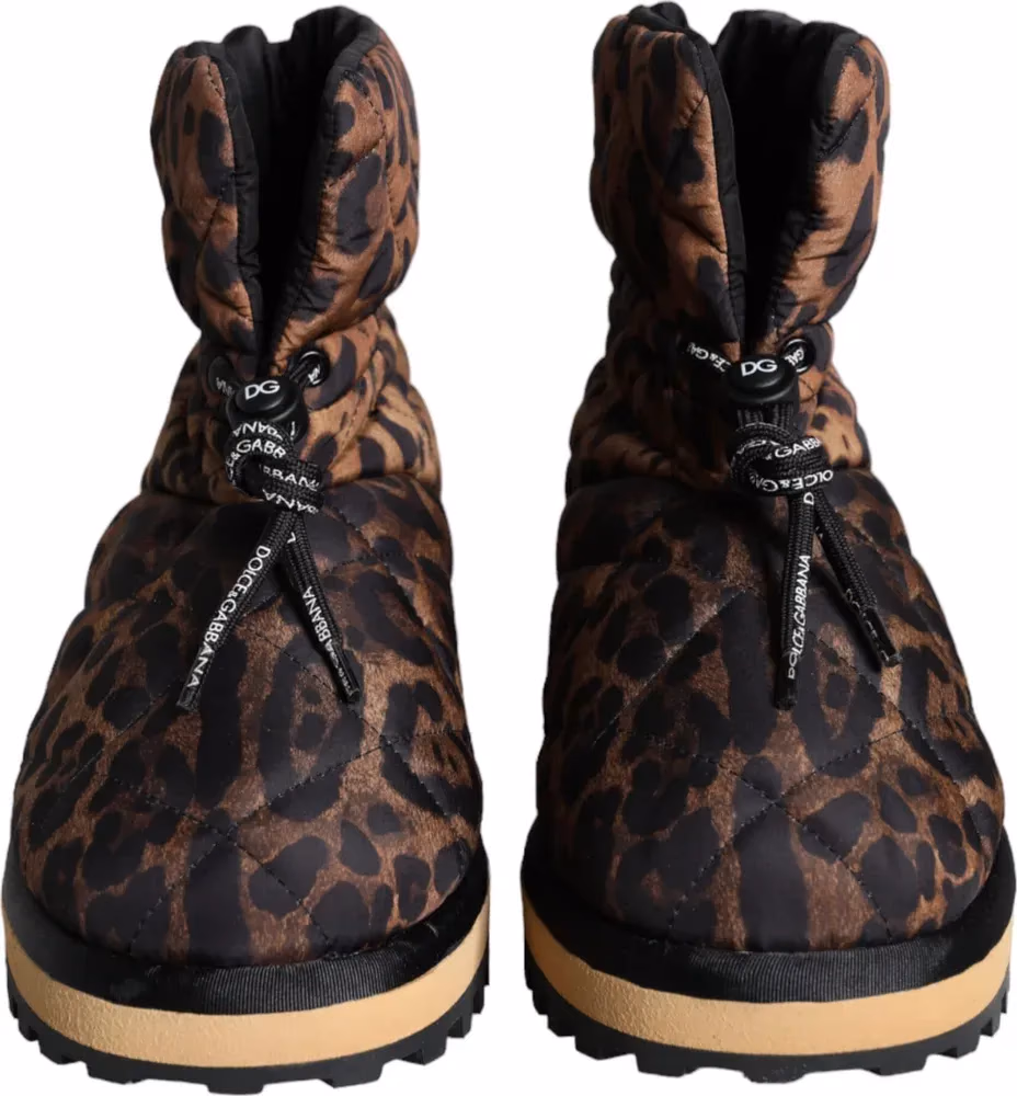 Dolce & Gabbana Brown Leopard Ankle Boots Padded Shoes