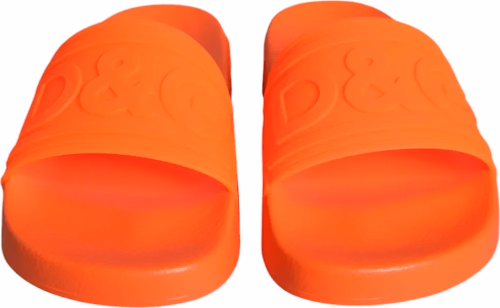 Dolce & Gabbana Orange Rubber Slides Sandals Beachwear Shoes