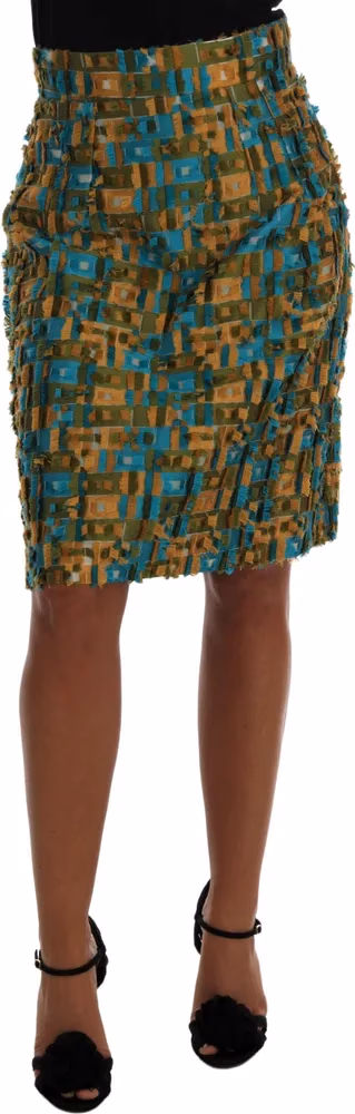 Dolce & Gabbana Multicolor Jacquard Straight Pencil Skirt