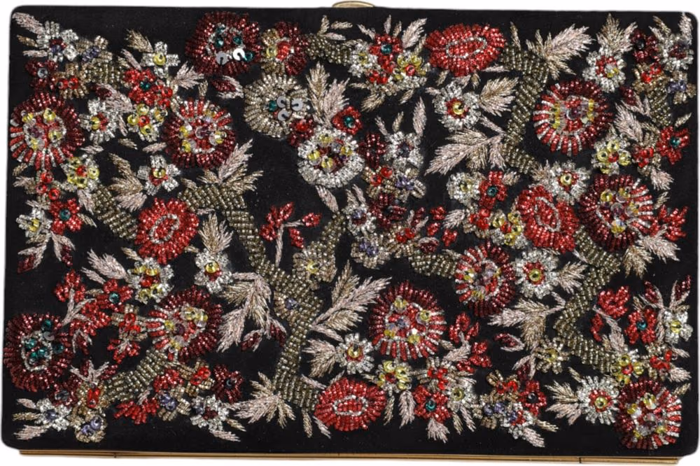 Dolce & Gabbana Multicolor Floral Gold Frame Clutch Evening Purse Bag
