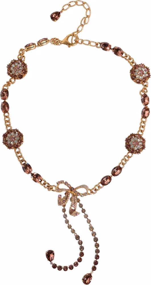 Dolce & Gabbana Gold Tone Brass Crystal Embellished Waist Chain Belt