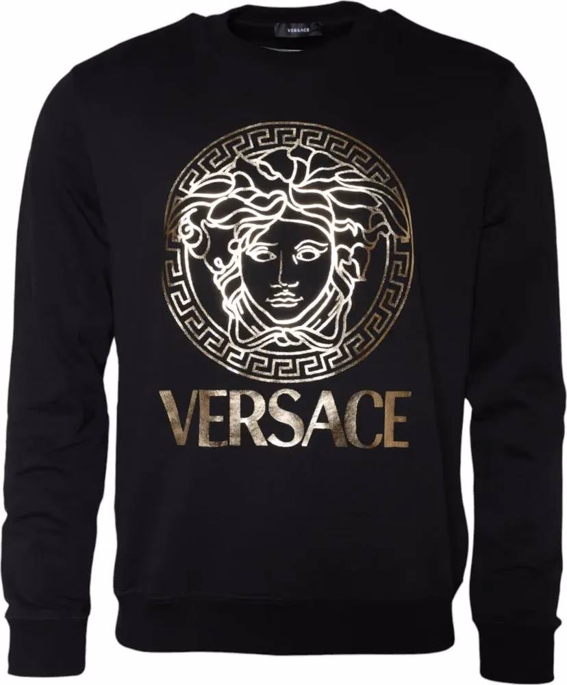 Versace Black Medusa Fleece Cotton Crew Neck Sweatshirt Sweater