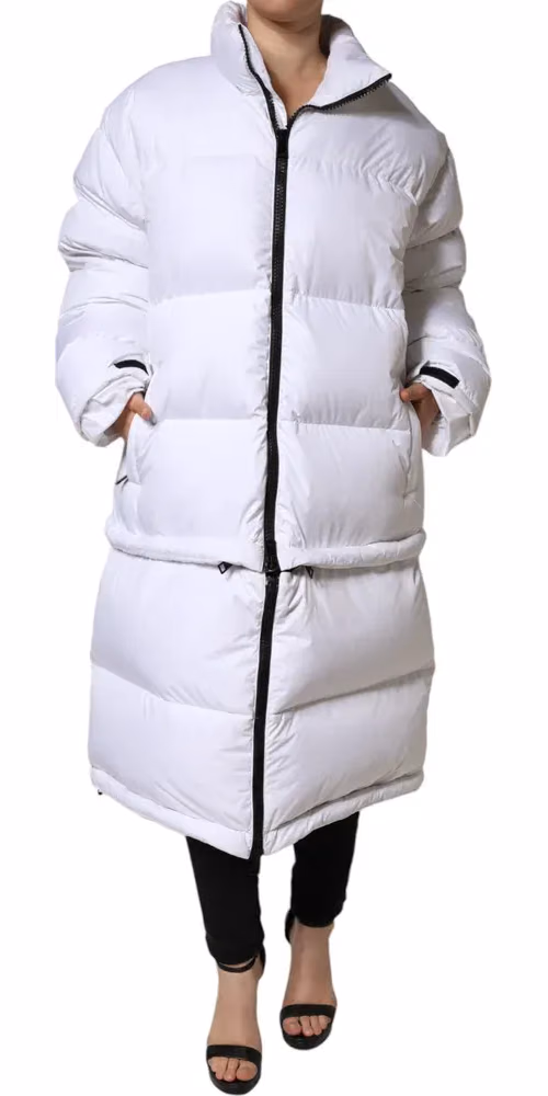 Dolce & Gabbana White Puffer Quilted Full Zip Coat Jacket