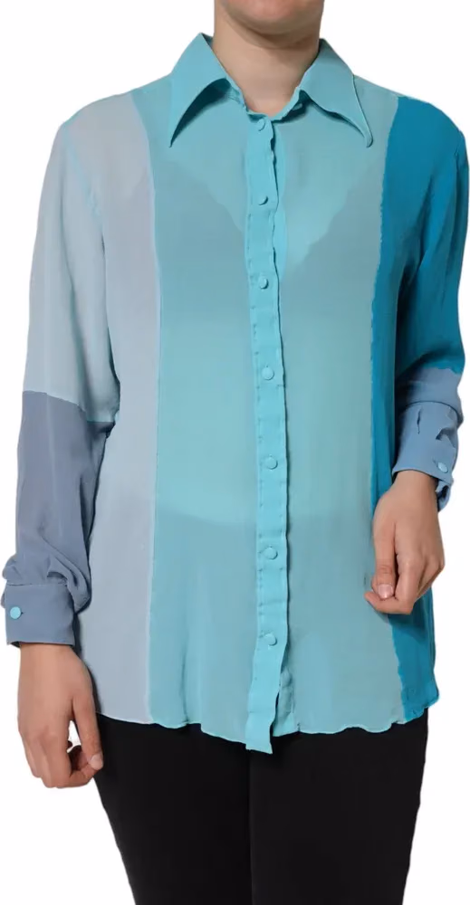 Dolce & Gabbana Multicolor Long Sleeve Button Blouse Top