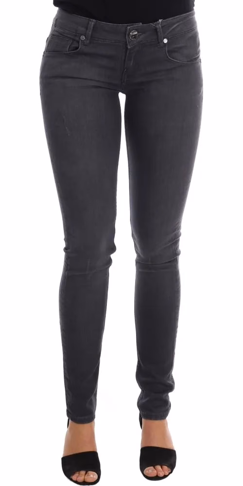 Acht Gray Cotton Slim Fit Denim Jeans