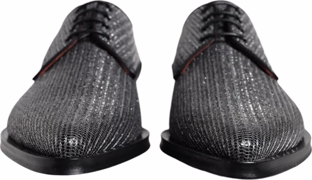 Dolce & Gabbana Silver Polyurethane Derby Formal Dress Shoes