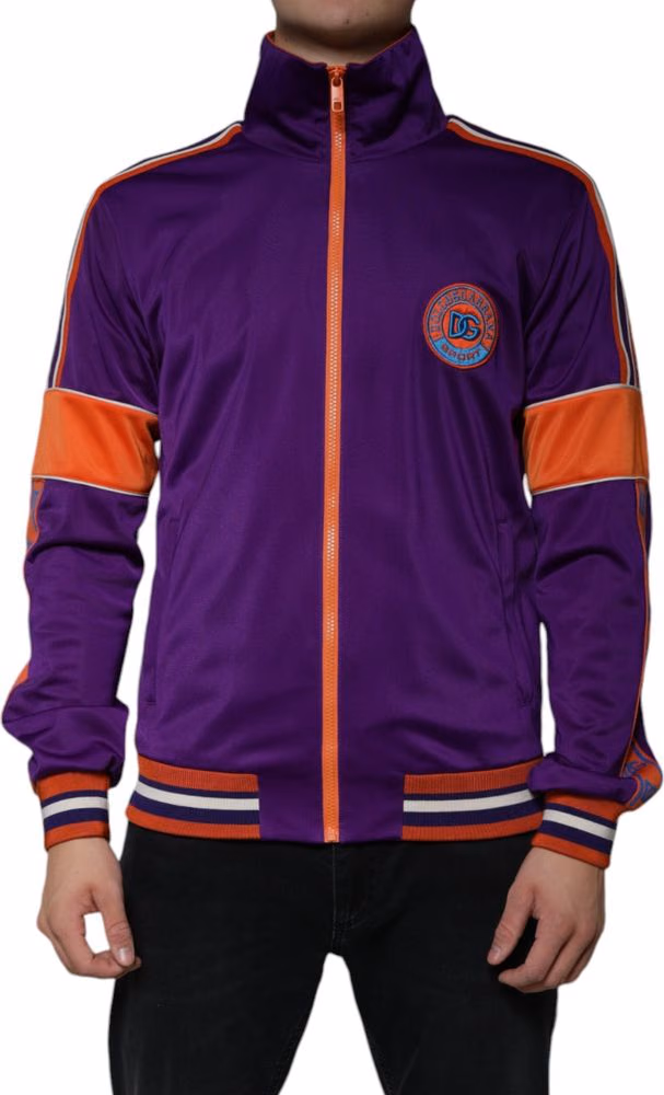 Dolce & Gabbana Purple Polyester Full Zip Long Sleeve Sweater