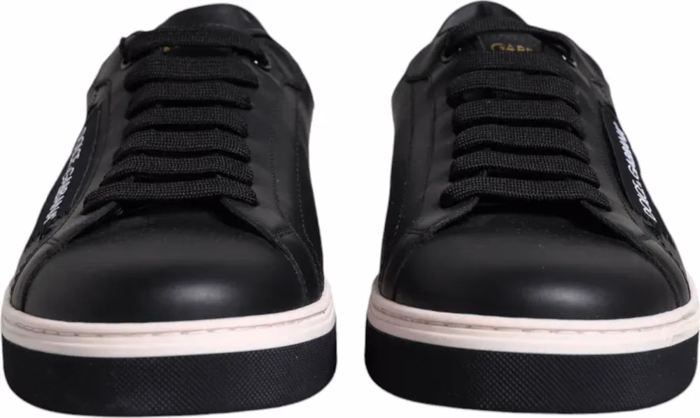 Dolce & Gabbana Black Leather Low Top Men Sneakers Shoes