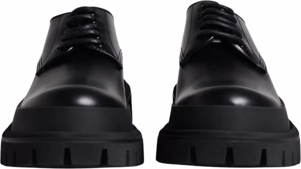 Dolce & Gabbana Black Leather Lace Up Trekking Dress Shoes