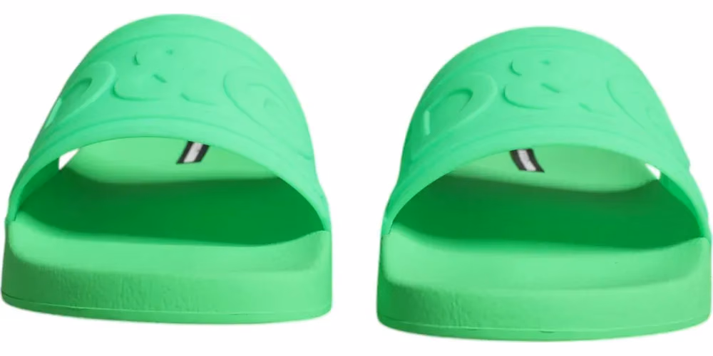 Dolce & Gabbana Green Leather Slides Sandals Beachwear Shoes