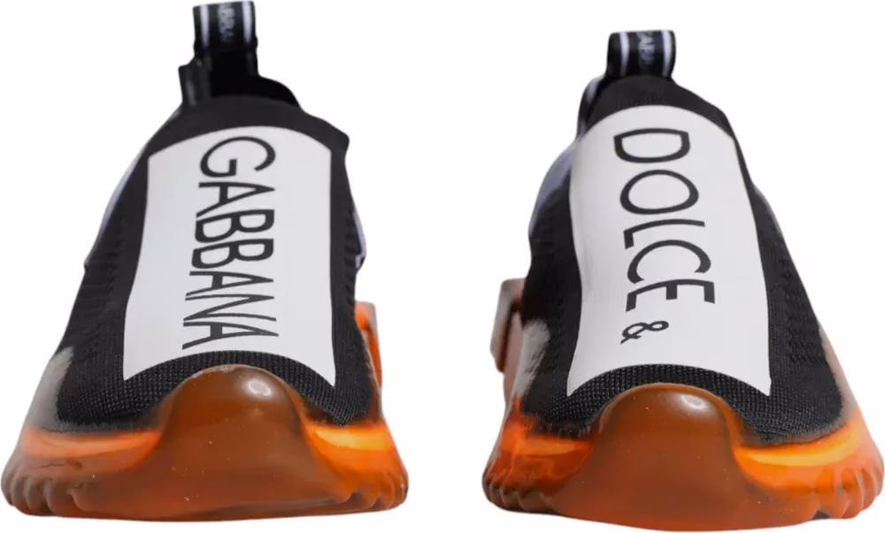 Dolce & Gabbana Black Orange Sorrento Slip On Sneakers Shoes