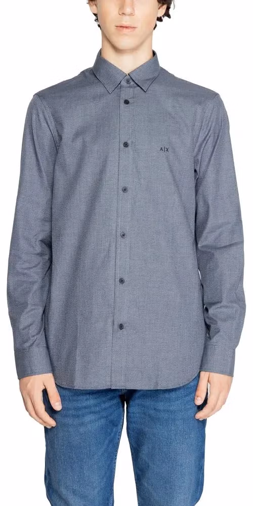 Armani Exchange Blue Cotton Dress Shirt