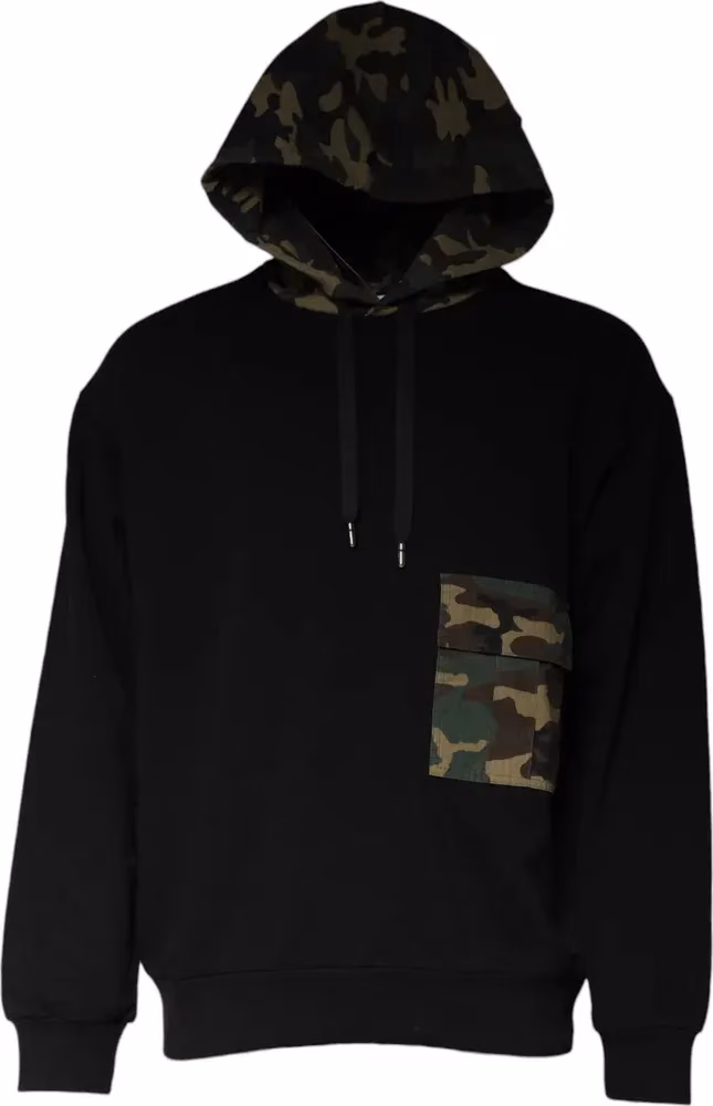 Dolce & Gabbana Black Camouflage Hooded Sweatshirt Sweater
