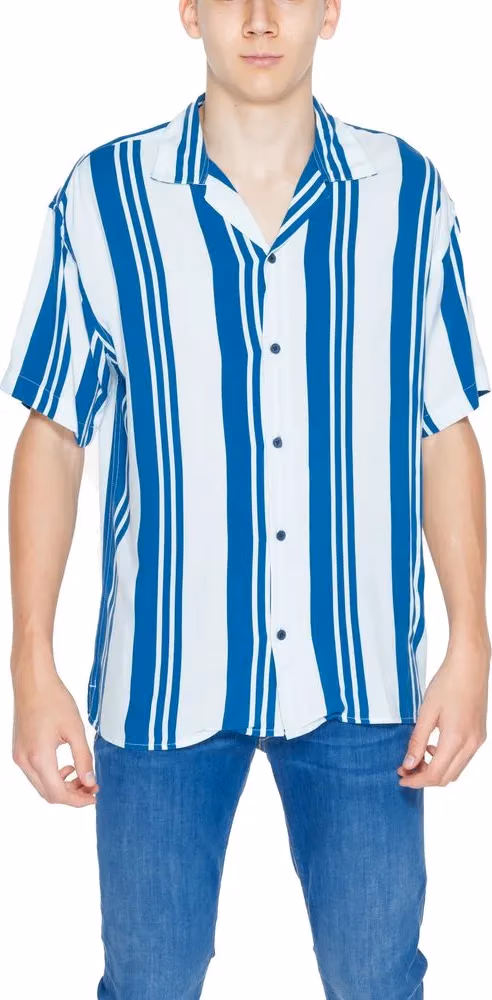 Jack Jones Blue Viscose Shortsleeve Shirt