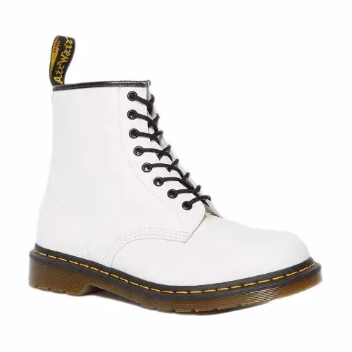 Dr. Martens White Leather Lace-Up Boots