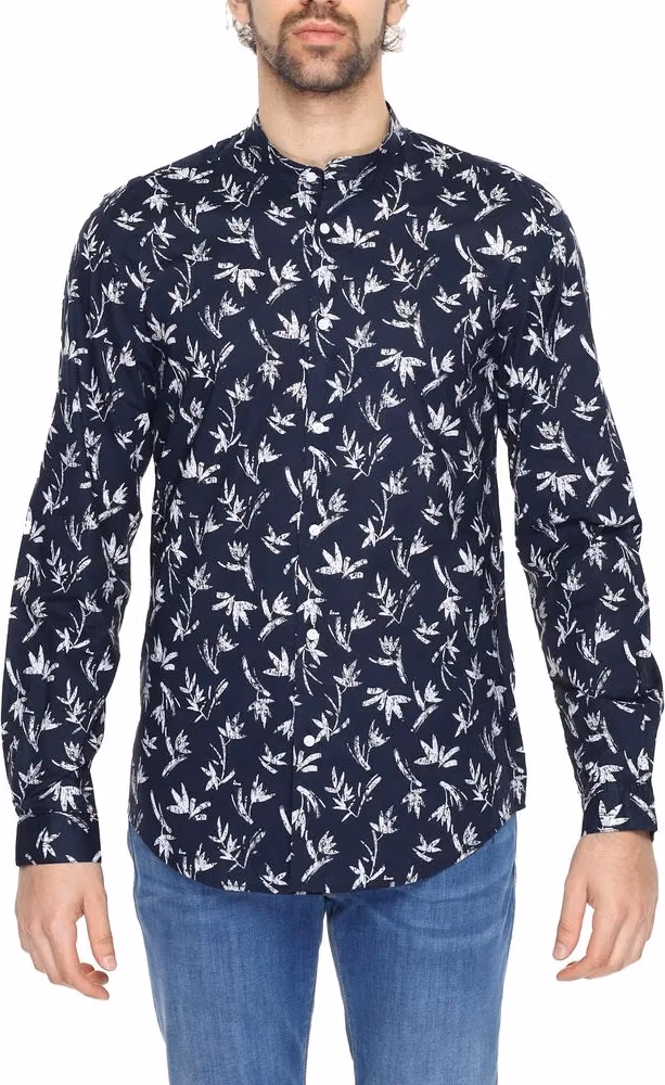 Antony Morato Blue Cotton Pattern Shirt