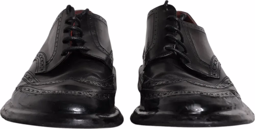 Dolce & Gabbana Black Leather Derby Wingtip Formal Shoes
