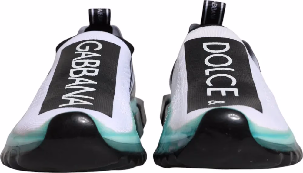 Dolce & Gabbana White Blue Sorrento Slip On Sneakers Shoes