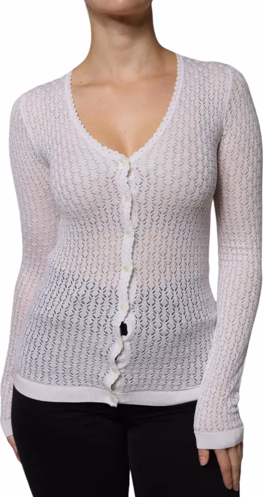 Dolce & Gabbana White Silk Button Down Cardigan Sweater