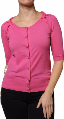 Pink Wool Button Down Cardigan Sweater