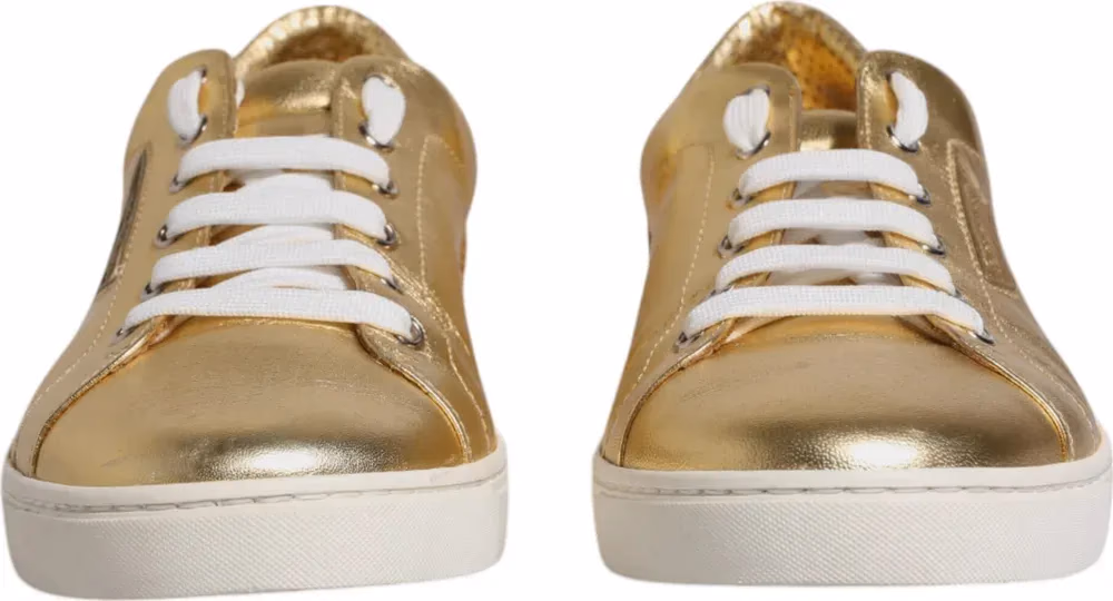 Dolce & Gabbana Gold Leather Logo London Men Sneakers Shoes