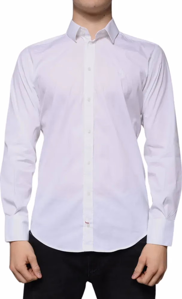 Dolce & Gabbana White Cotton Blend Men MARTINI Dress Shirt
