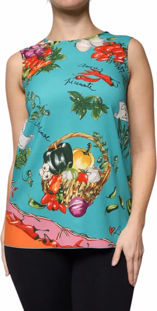 Dolce & Gabbana Multicolor Vegetables Sleeveless Tank Top