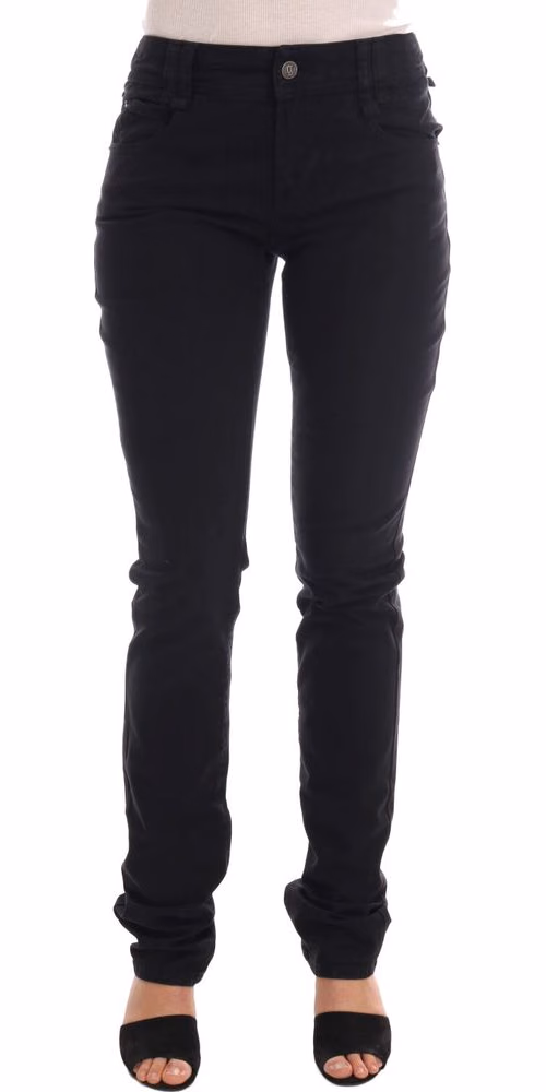 John Galliano Black Cotton Denim Stretch Regular Fit Jeans
