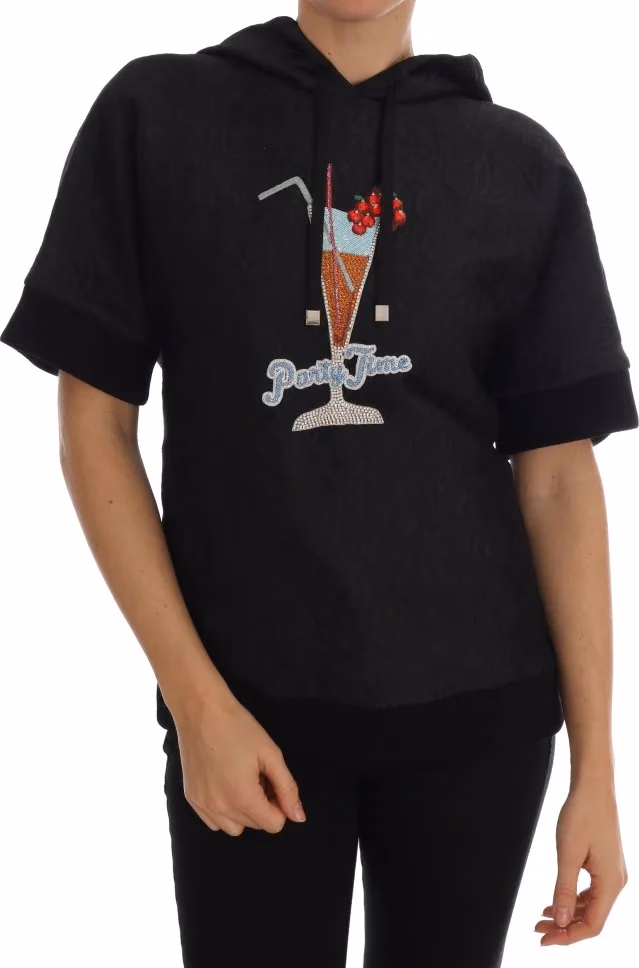 Dolce & Gabbana Black Fairy Tale Crystal Hooded Sweater