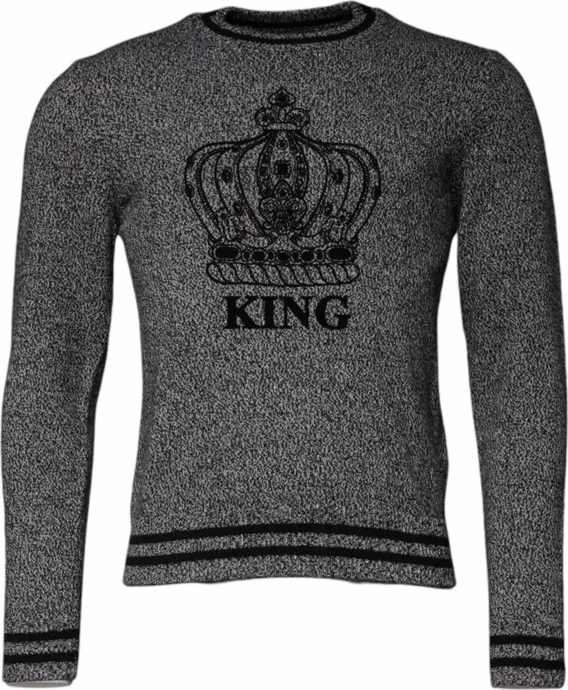Dolce & Gabbana Gray Crown King Cashmere Pullover Sweater