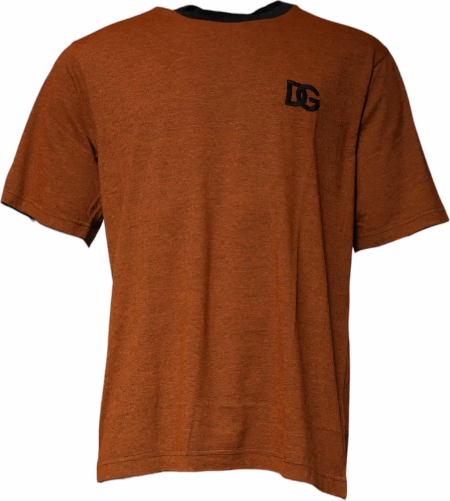 Dolce & Gabbana Brown DG Logo Cotton Crew Neck T-shirt