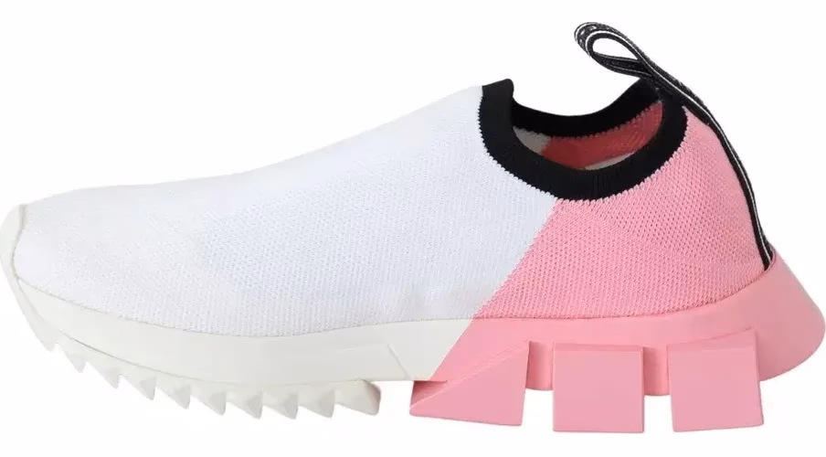 Dolce & Gabbana Pink White Logo Sorrento Sneakers Shoes