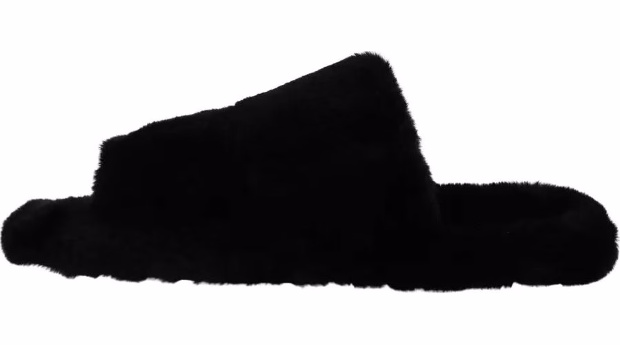Dolce & Gabbana Black Polyester Faux Fur Mens Flats Sandals Shoes