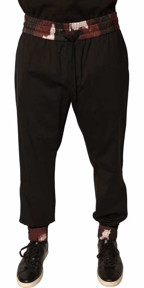 Dolce & Gabbana Black Camouflage Wool Jogger Sweatpants Pants