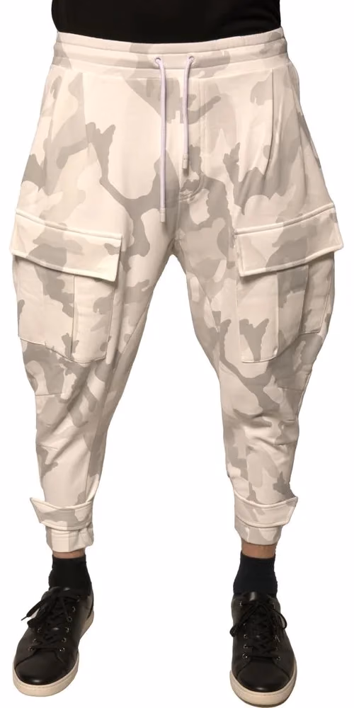 Dolce & Gabbana White Camouflage Cargo Jogger Pants