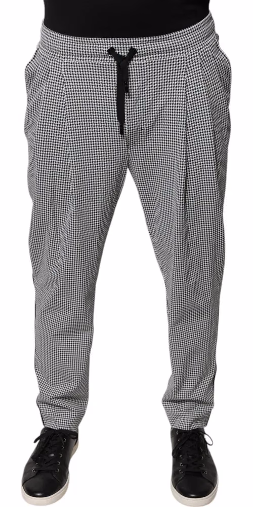Dolce & Gabbana Black White Houndstooth Skinny Dress Pants