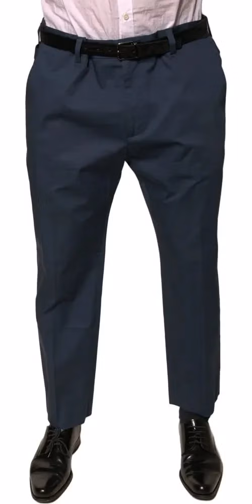 Dolce & Gabbana Blue Cotton Men Skinny Dress Pants