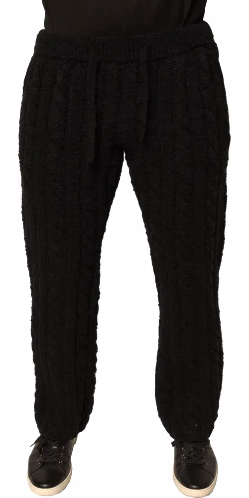 Dolce & Gabbana Black Wool Knitted Skinny Pants
