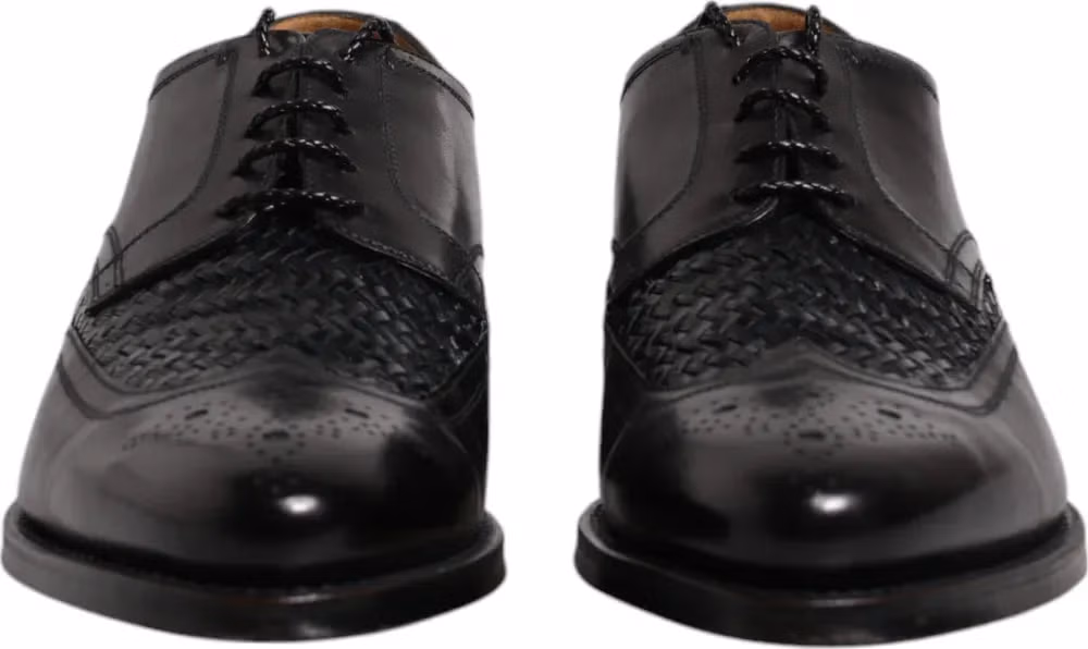 Dolce & Gabbana Black Leather Derby Wingtip Lace Up Formal Dress Shoes