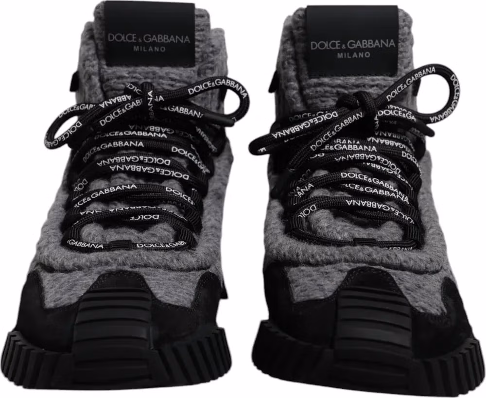 Dolce & Gabbana Gray Black NS1 High Top Boots Sneakers Shoes