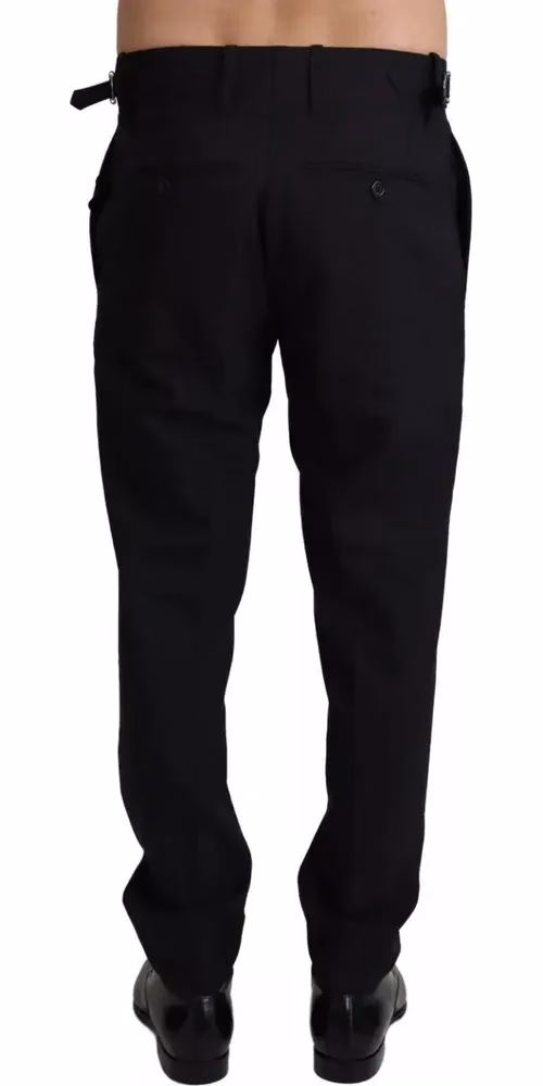 Dolce & Gabbana Black Wool Stretch Dress Trouser Pants