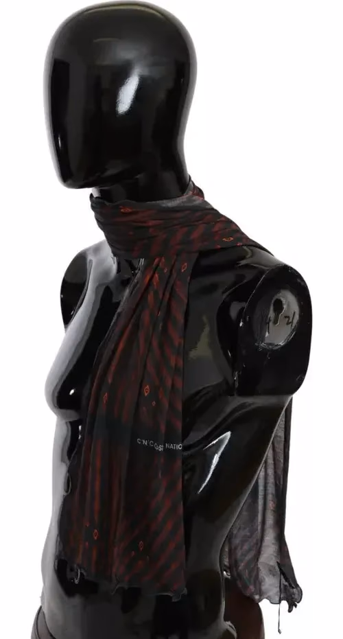 Dolce & Gabbana Black Red Viscose Foulard Branded Scarf