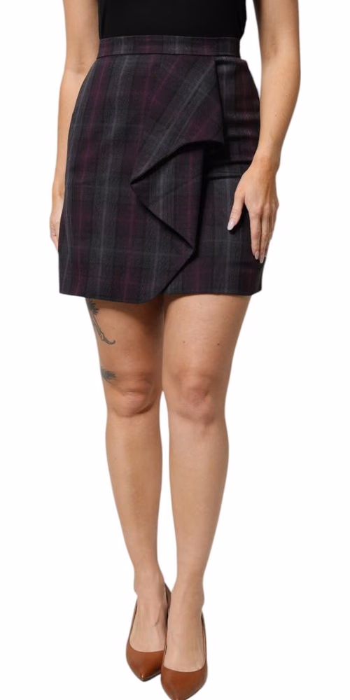BENCIVENGA Multicolor Checkered Ruffle High Waist Mini Skirt