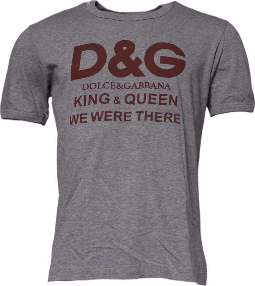 Dolce & Gabbana Gray Logo Print Cotton Crew Neck Men T-shirt