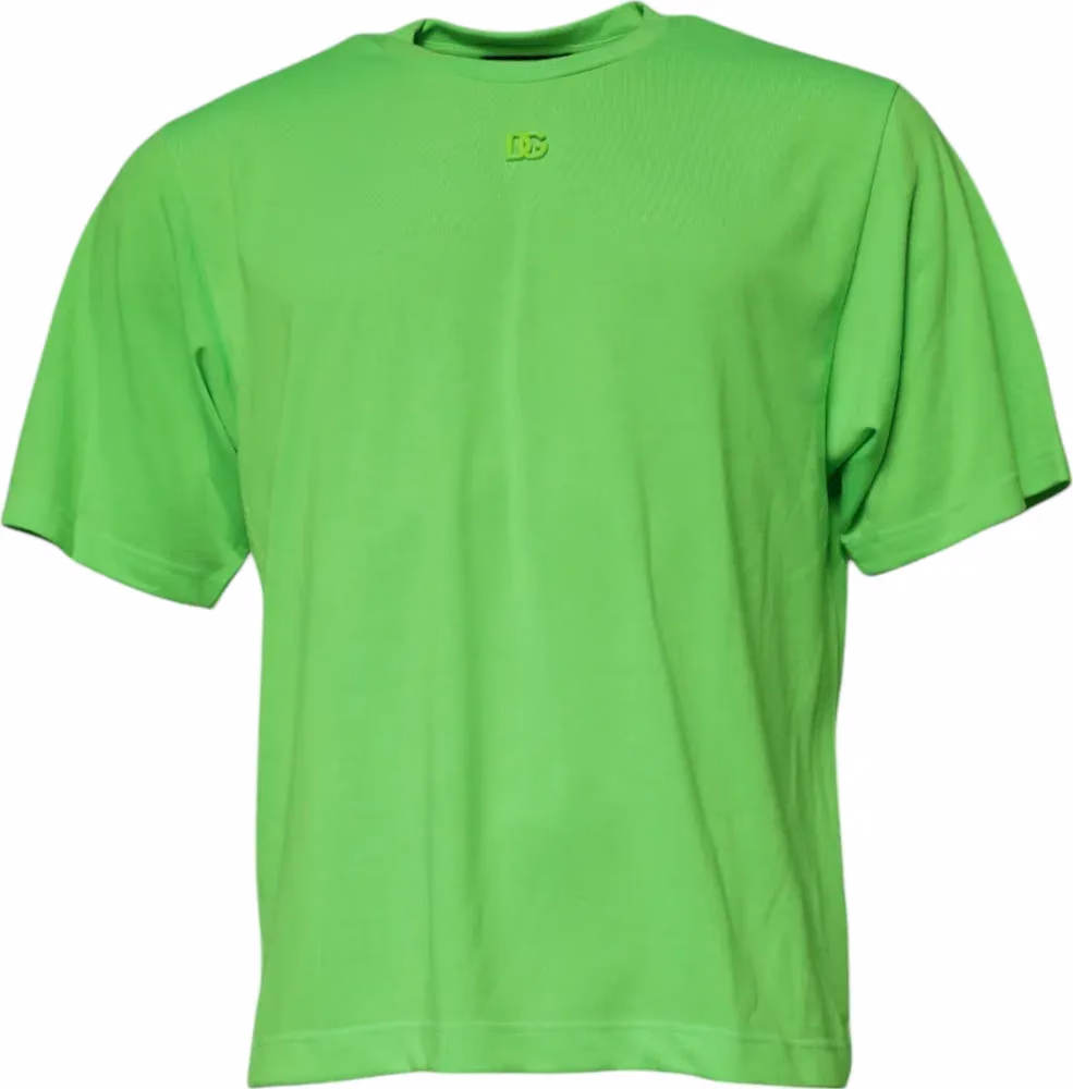 Dolce & Gabbana Green Logo Polyester Crew Neck T-shirt