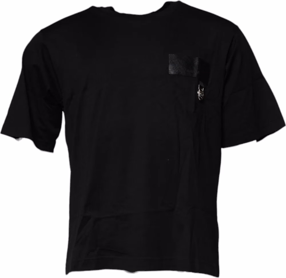 Dolce & Gabbana Black Logo Patch Cotton Crew Neck T-shirt