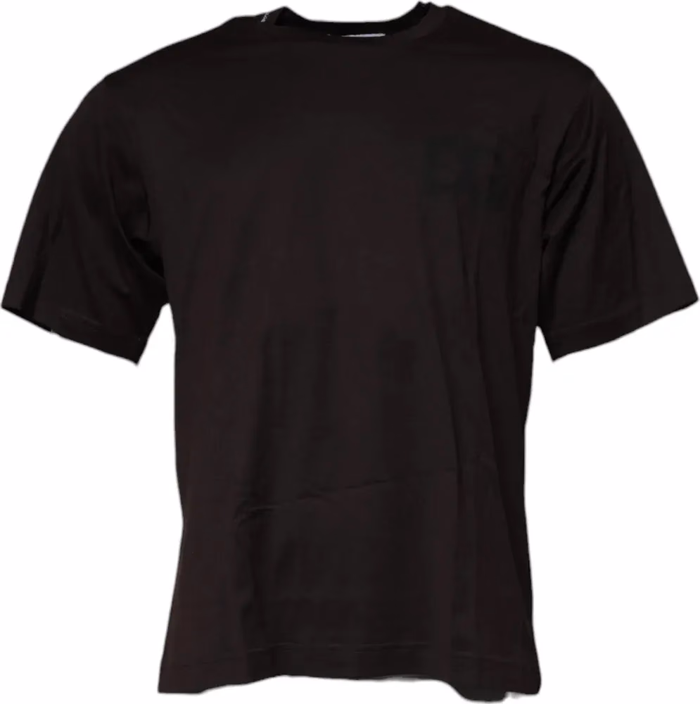 Dolce & Gabbana Dark Brown Logo Cotton Crew Neck T-shirt