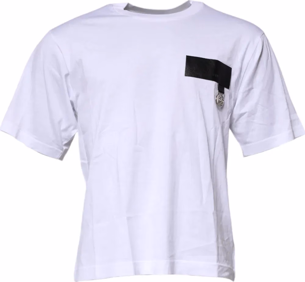 Dolce & Gabbana White Logo Patch Cotton Crew Neck T-shirt