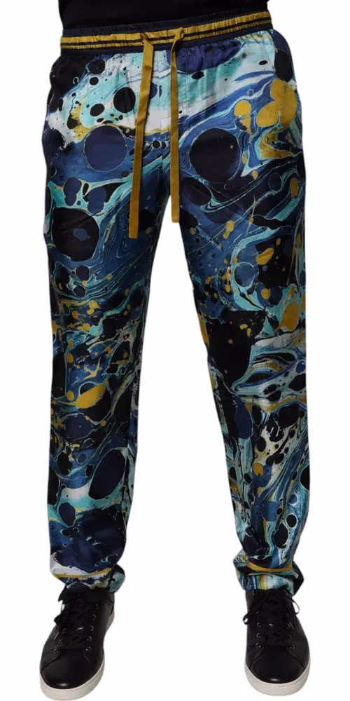 Dolce & Gabbana Multicolor Marble Print Jogger Sweatpants Pants