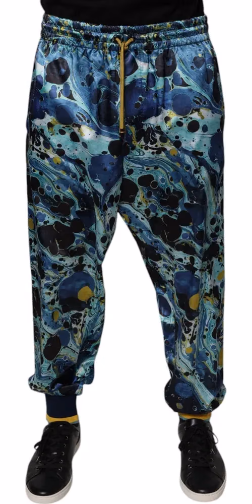 Dolce & Gabbana Multicolor Marble Print Jogger Men Sweatpants Pants